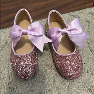 Amazon Glittery Purple Kids Dress Shoes with Bow